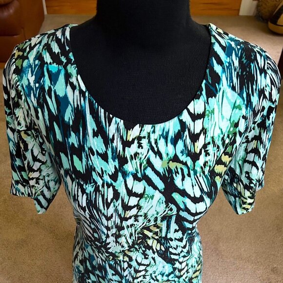 CHICO'S Touch of Cool Elbow Sleeve Forest Tee Size 2 Large - Picture 2 of 2